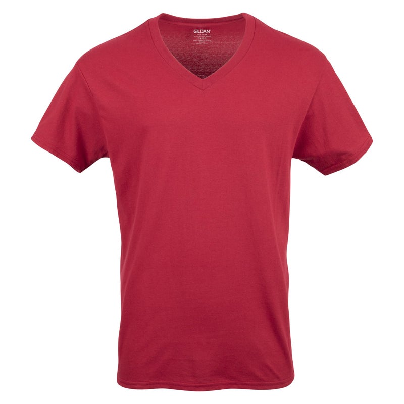 Gildan Men's V-Neck T-Shirts, Multipack, Style G1103, Navy/Charcoal/Cardinal Red (5-Pack), Medium - Image 5